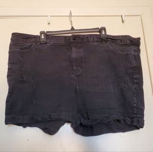Jennifer Lopez Black Denim Distressed Boyfriend Shorts Size 22W